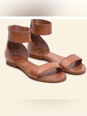 Frye Women's Carson Ankle Zip Sandal Cognac Brown Size 7